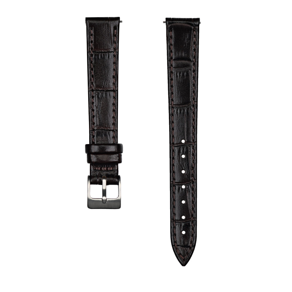 Crocodile-patterned genuine leather watch strap