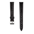 Crocodile-patterned genuine leather watch strap - Black
