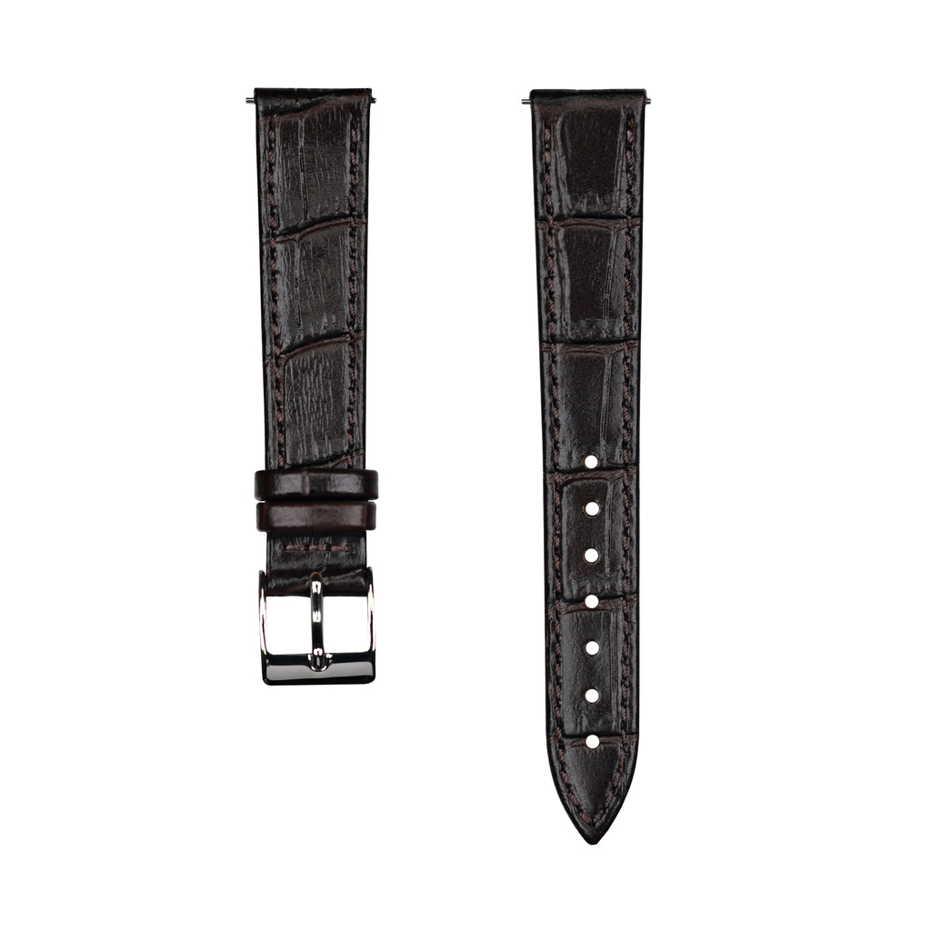 Crocodile-patterned genuine leather watch strap